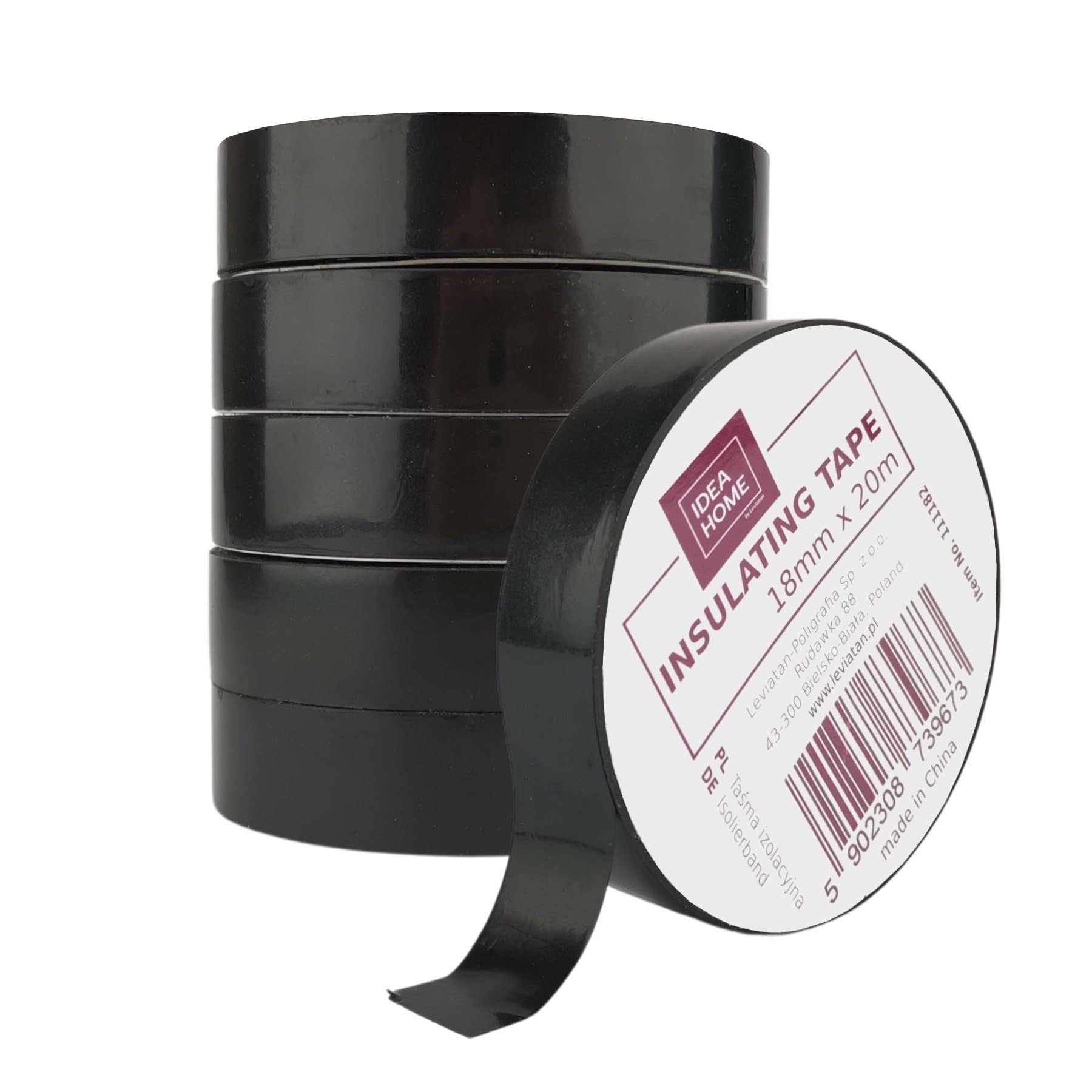 IDEA HOME Pack of 6 Insulation Tape Black 18 mm x 20 m PVC - Black Electrical Tape for Cable Repair, Highly Flexible with Strong Adhesion, Chemical Resistant, Waterproof
