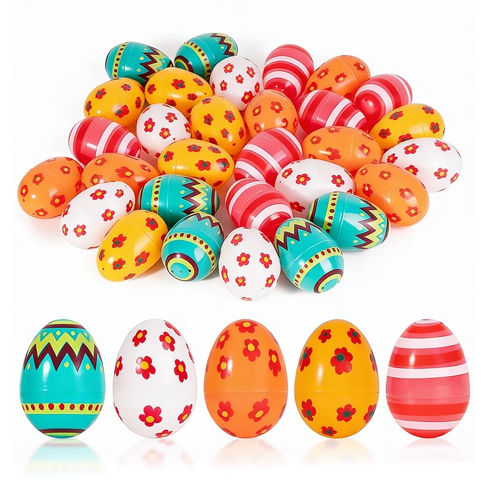CJYGEGE Jumbo 3 Inch Reusable Plastic Easter Eggs 30 Count - Premium Fillable Easter Eggs Bulk for Easter Egg Hunt, Basket Filler, Party Favors, Toy & Candy Fillers, Kids Classroom Activities