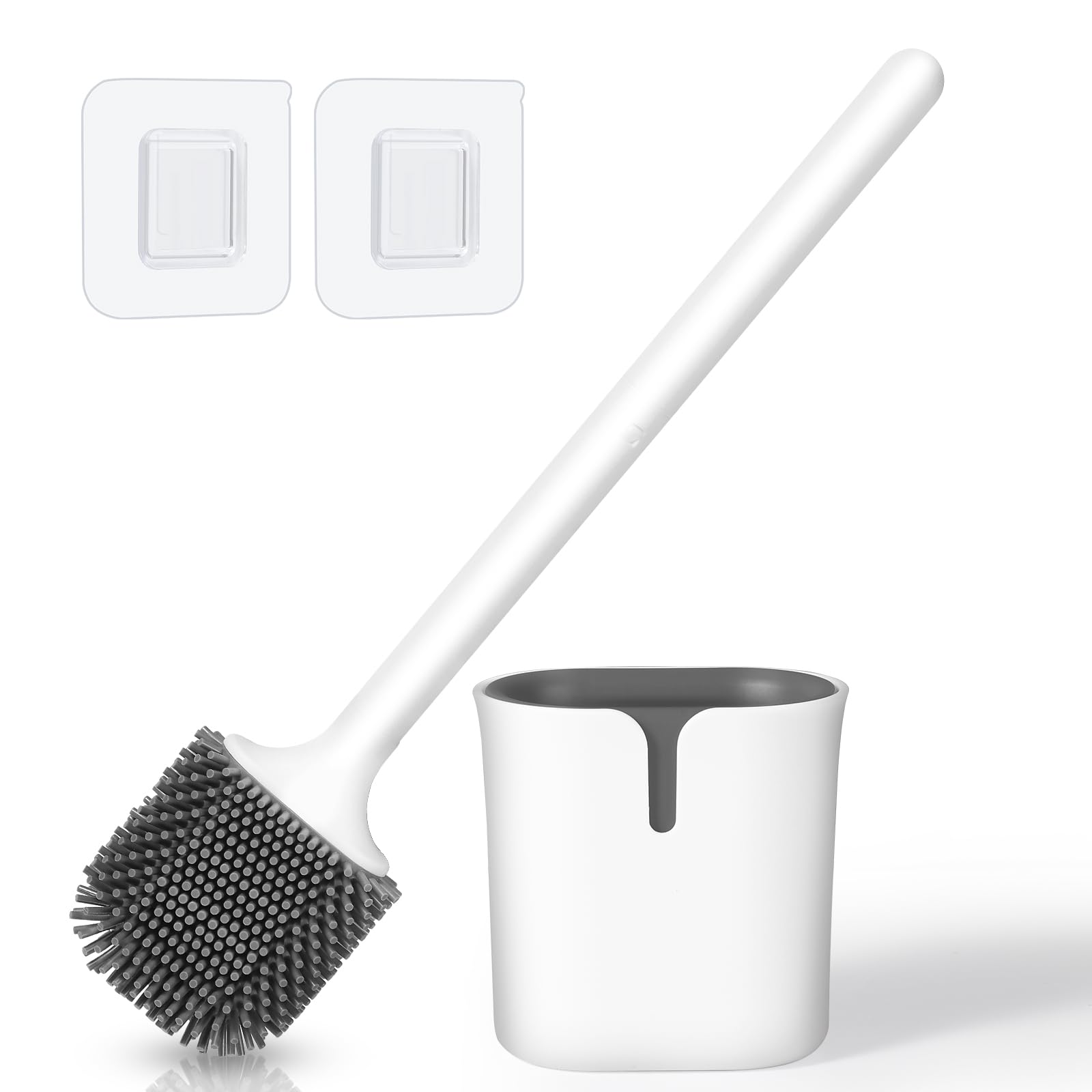 Blendura Silicone Toilet Brush, Wall Mounted, Toilet Brush & Toilet Brush Holder, Flexible Silicone Toilet Brush, Wall Mounting, No Drilling & Standing for Bathroom