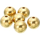 PATIKIL Brass Loose Balls, 6 Pcs 15mm OD 3mm ID Smooth Round Spacer Beads for Craft Metal Seamless Ball Beads for Bracelet Necklace Jewelry Making, Golden