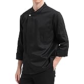 KITCHIEF Chef Clothes Men Black Chef Coat Long Sleeve Chef Jacket Men,Chef Uniform for Kitchen,Restaurant,Hotel Uniform