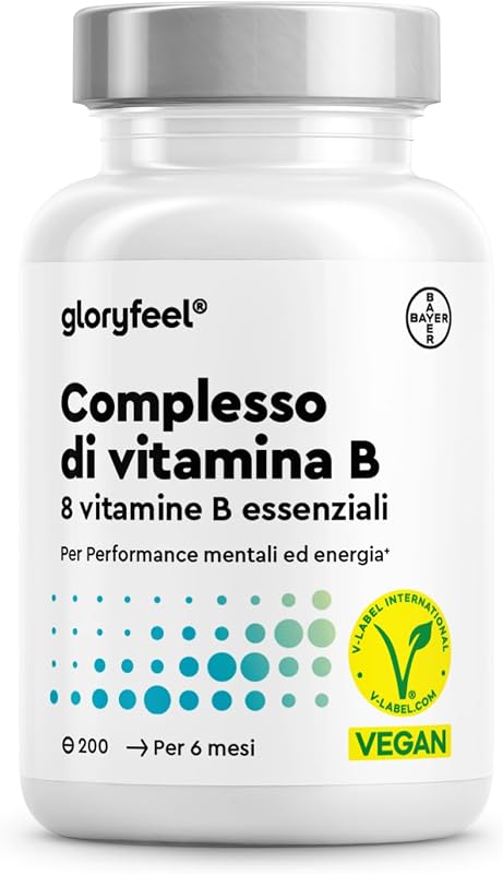 Vitamina B Complex ad Alto Dosaggio, 6+ Mesi di Scorta, 200 Compresse, Tutte le Vitamine B con Qualità Testata, Vitamine B1, B2, B3, B5, B6, B7, B9 e B12, con Biotina, Acido Folico e Vitamina B12 — foto 1 di 8