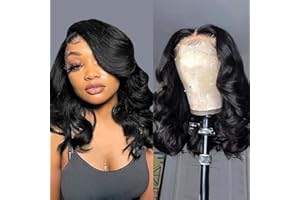 UVVUVV Wear and Go Glueless Wigs Pre Plucked Pre Cut 4x4 Body Wave Bob Wig Human Hair wigs for black women Short Bob Wig Human Hair 180 dentisty natrual color 14inch