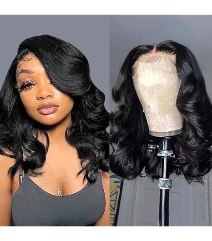 Amazon.com : Devonia 14 Inch Bob Wig Human Hair 13x4 Body  display picture 2