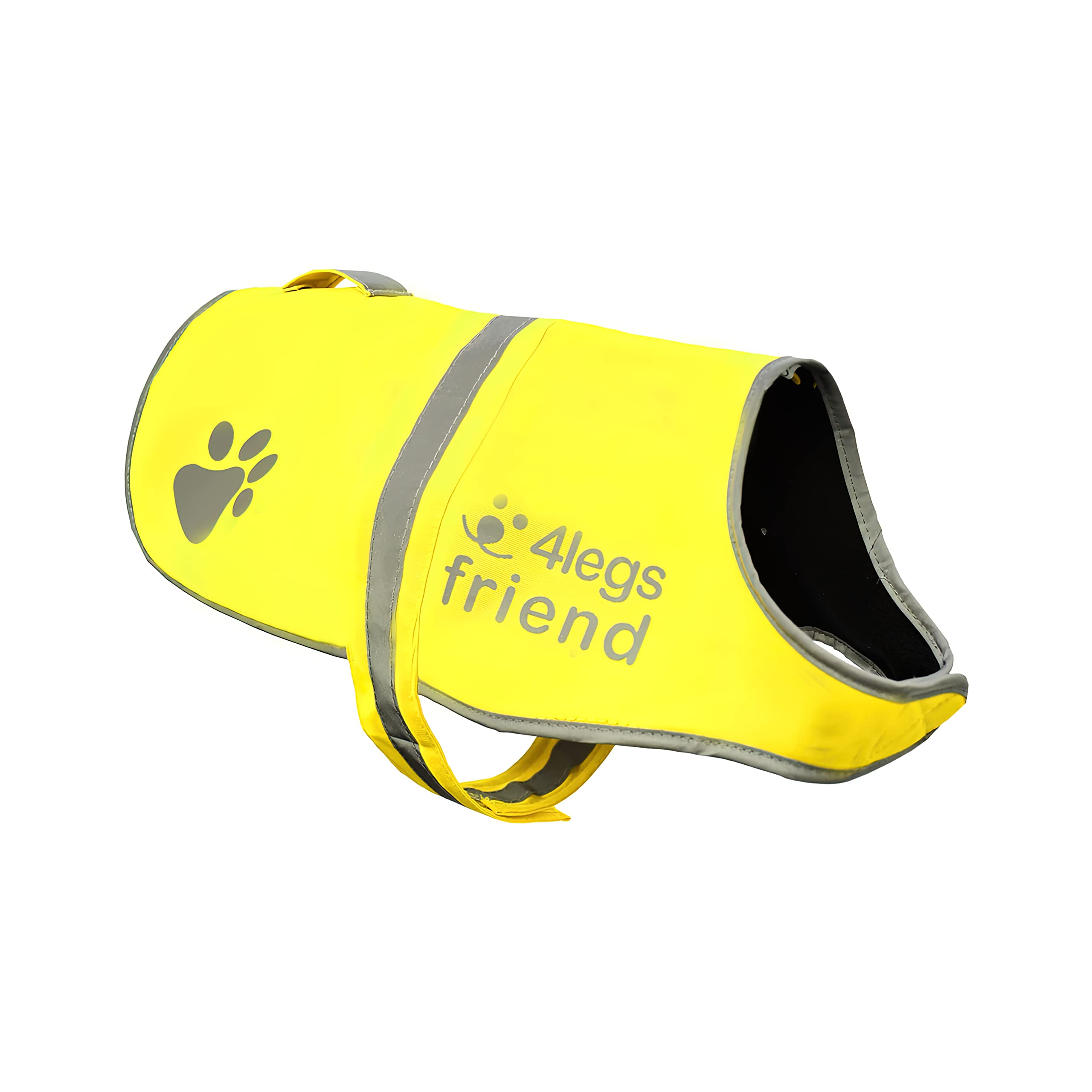 4LegsFriend Fleece Dog Vest - 5 Sizes fit Dogs 8lbs-120lbs - Yellow - Fluorescent High Visibility Jacket for Pets - for Night Walking On or Off Leash - Protects from Cars & Hunting Accidents