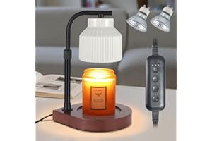 NAWAZA Dimmable Candle Warmer Lamp with Timer Electric Ceramic Wax Melt Warmer for Jar Scented Candles Adjustable Height Mothers Day Birthday Gifts for Women Mom Grandma Home Offices Decor(White Stripes)