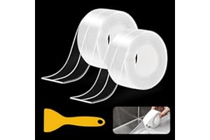 Fixmend 2 Rolls White Caulk Tape Waterproof Self Adhesive, Toilet Caulk Sealant Tape,Bathtub Caulk Sealing Strip Tape for Kitchen,Bathroom Caulking Tape,Floor Wall Edge Protector(1.5" x 10.5Ft)