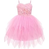 ODASDO Toddler Kids Girls Spaghetti Straps Puffy Tulle Tutu Dresses for Tea Party Birthday Wedding Special Occasion