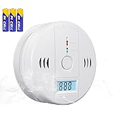 1 Pack Carbon Monoxide Detectors Battery Powered, Carbon Monoxide Alarm with LED Digital Display, CO Alarm with Human Alarm Sounds and Test Button for Home Kitchen Restaurant Hotel Office