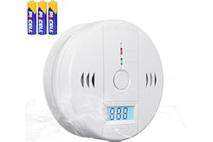 DELLER 1 Pack Carbon Monoxide Detectors Battery Powered, Carbon Monoxide Alarm with LED Digital Display, CO Alarm with Human Alarm Sounds and Test Button for Home Kitchen Restaurant Hotel Office