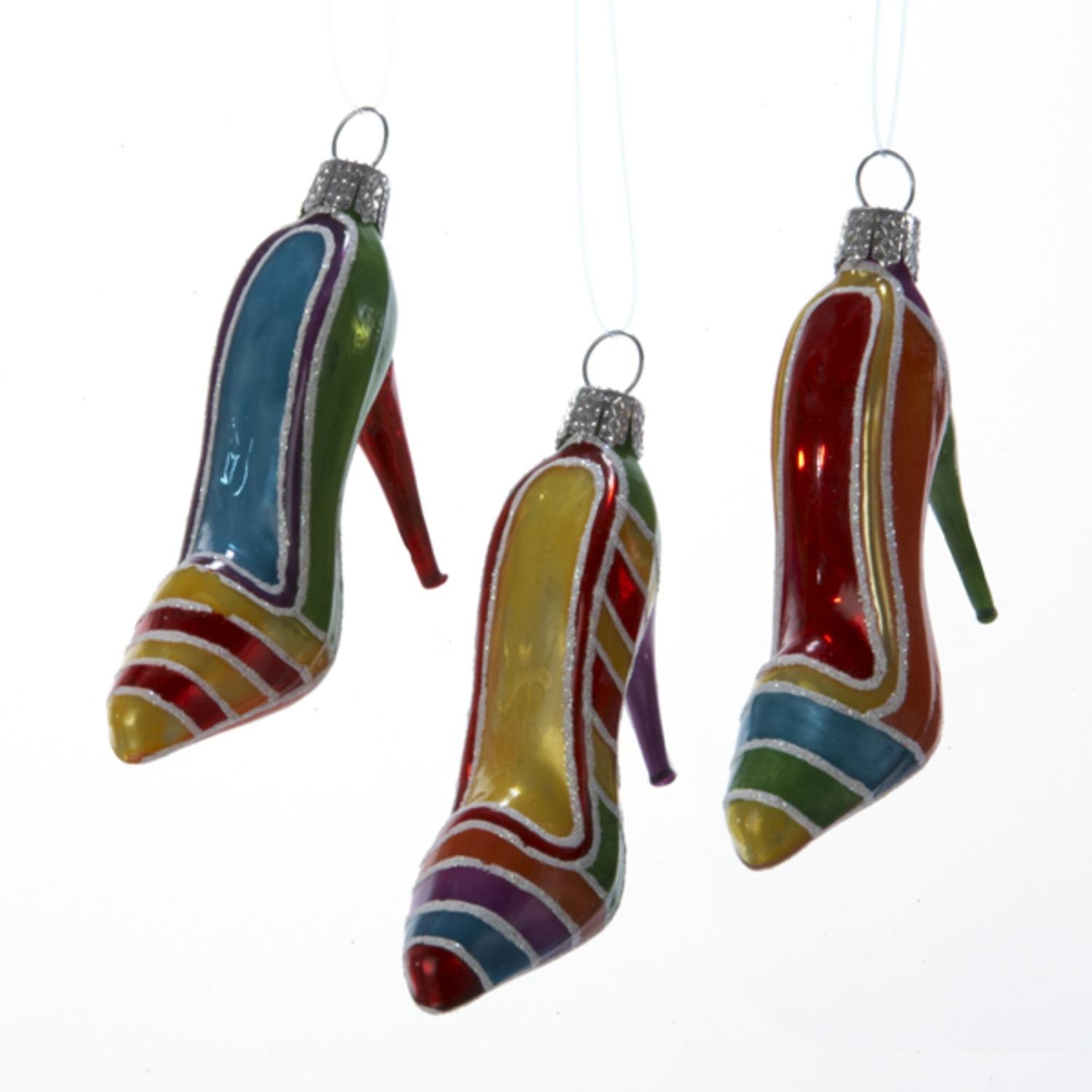 Set of 3 Fashion Avenue Colorful HighHeeled Glass Shoe