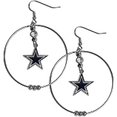 Siskiyou NFL Dallas Cowboys Womens Hoop Earrings, 2 inch, Team Colors