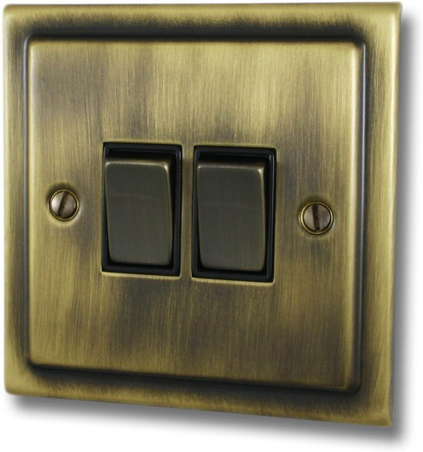 G&H Brassware TAB302 Victorian Antique Brass Light Switch 2Way 10A Two