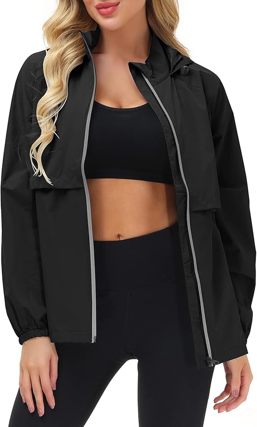 Avoogue Raincoat for Women Rain Coat Jacket Lightweight Packable Hooded