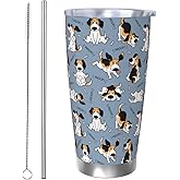 CHASOEA Beagle Tumbler 20oz Cute Dog Stainless Steel Insulated Tumblers with Lid and Straw Animal Travel Coffee Mug Wine Tea Cups Water Bottle Dogs Gifts for Women Dog Lover