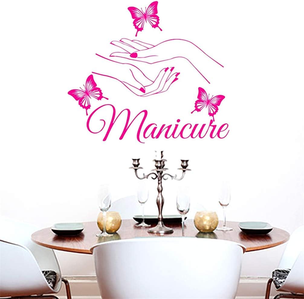 Amazon Com Manicure Butterfly Wall Decal Sticker Art Vinyl Decor Removable Pvc Decoration For Beauty Salon Bedroom Red Home Kitchen