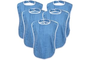 ELAINE KAREN Premium Adult Bibs - bibs for adults Men, Women; Eating Cloth for Elderly Seniors and Disabled, Adjustable, Terry bib Clothing Protectors, Machine Washable, Blue