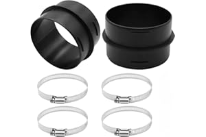 Qikaide 2PCS Straight Air Pipe Coupler 75mm Short Duct Connector with Clamps High Temperature Plastic Extension Fitting for D