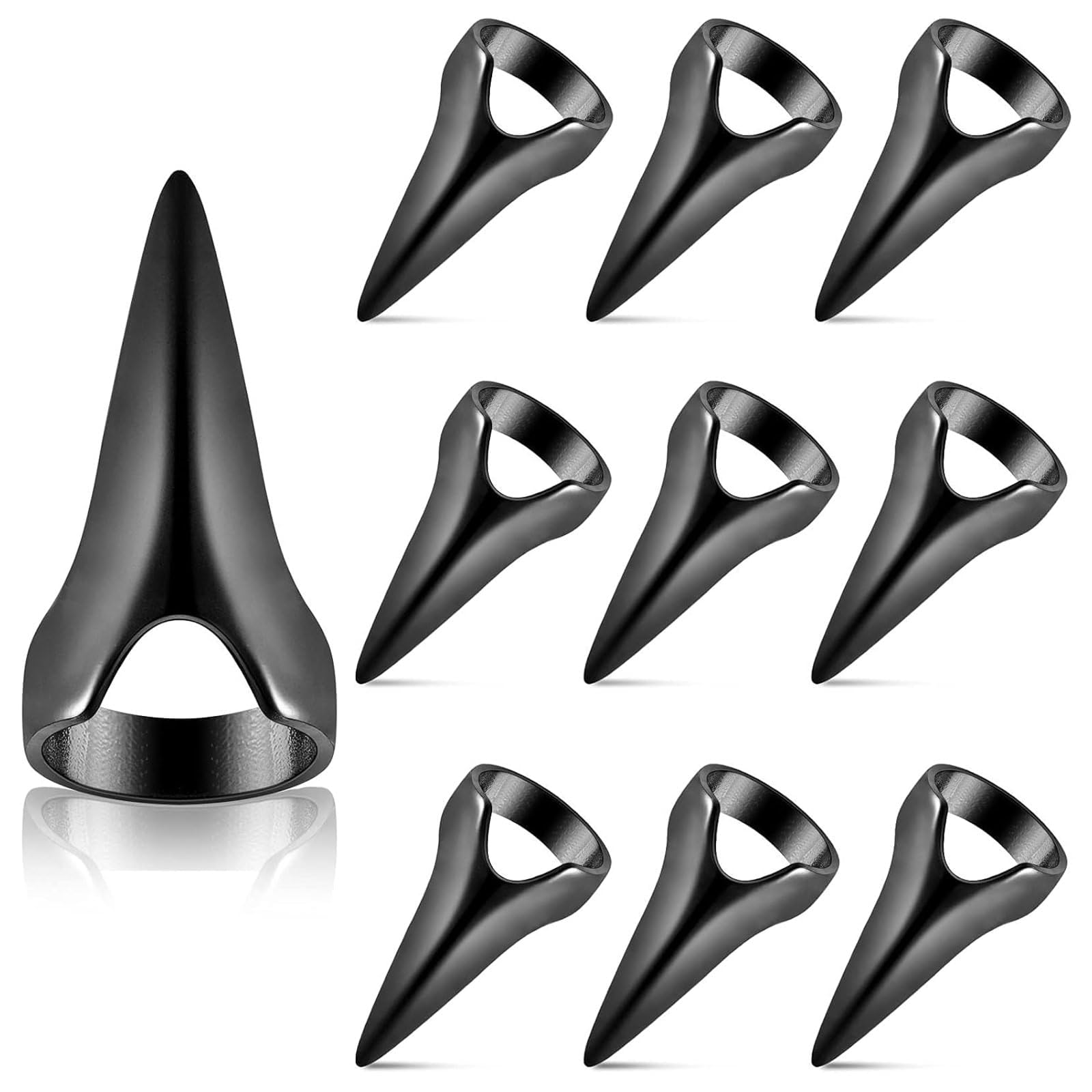 10 Pieces Metal Finger Nail Stitch Braid Tool for Braids Aid – Ring Hair Parting Tool, Retro Metal Claws Rings for Hair Braiding Supplies, Cosplay, Nail Art, Holiday Party (Black)