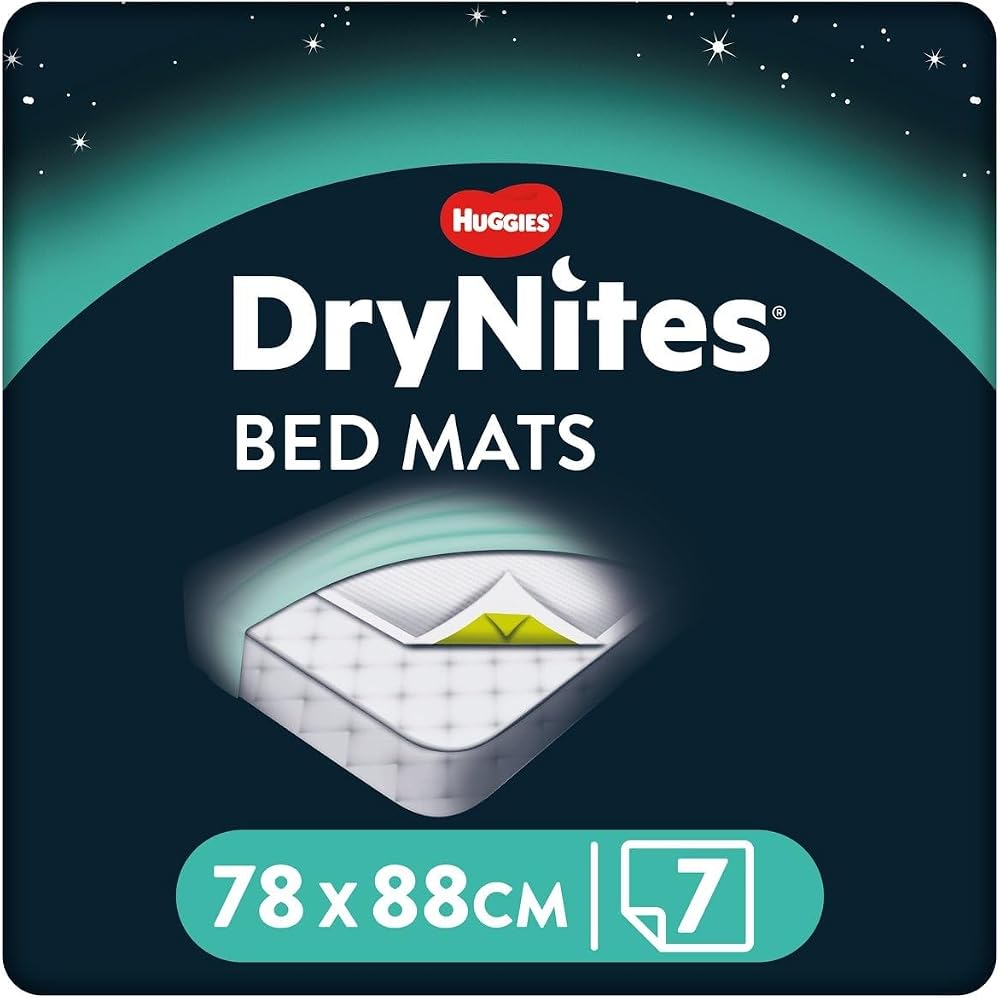 Huggies Drynites Bed Mats 7 Mats Pack of 2 Discreet Nighttime Protection