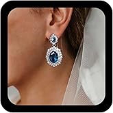 Andelaisi Boho Oval Crystal Dangle Earrings Vintage CZ Drop Earrings Pink Halo Gemstone Earrings Silver Bridal Stud Earrings Jewelry for Women