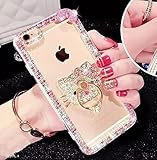 iPhone 7 Plus Diamond Case,iPhone 7 Plus Crystal Rhinestone Case,Luxury Bling Crystal Diamond Clear Back Rhinestone Phone Case Cover For iPhone 7 Plus,Kitty Ring buckle