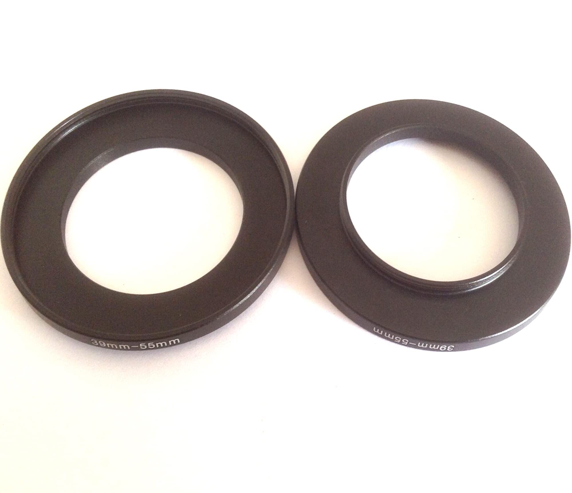2x Adapter 39mm To 55mm Size Step Up Rings Screws Diameter Connect-or Switch 39-55mm Video Digital Camera Lens 39-55 Connect-ed Filter Circle Film Picture Photo View Focus Parts Accessories
