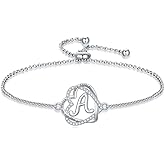 TOUPOP Gifts for Women Heart Initial Bracelet 925 Sterling Silver Double Heart Bracelet Birthday Jewelry Birthday Christmas Gifts for Her Wife Girlfriend