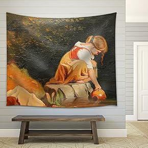 Beautiful Image of an Original Oil Painting on Canvas - Fabric Wall Tapestry Home Decor - 51x60 inches