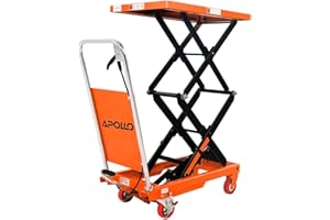APOLLOLIFT Hydraulic Lift Table, 330lbs Capacity 43.3" Lifting Height, Double Scissor Lift Table Cart, 4 Wheels Lift Truck with Protective Baffle for Material Handling and Transportation(Orange)