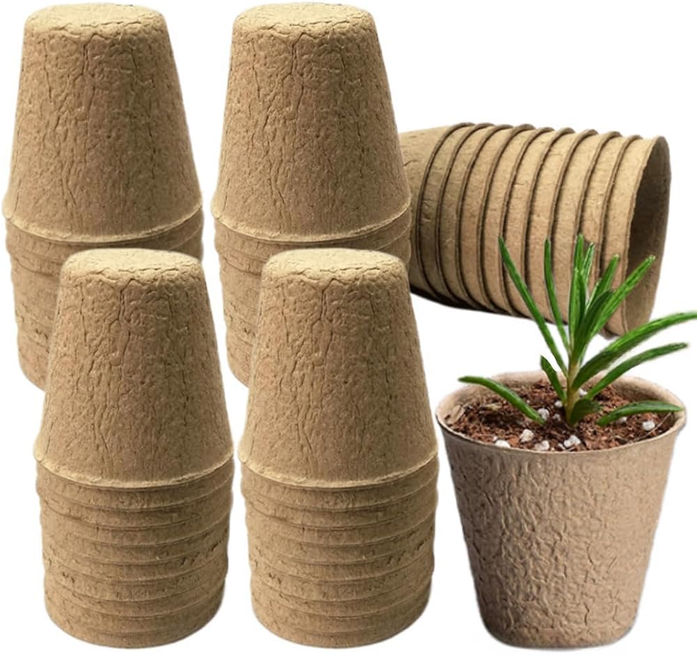 MEETOZ 50x 8cm Round Biodegradable Seedling Pots for Flowers & Indoor Plants