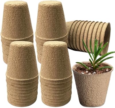 MEETOZ 50x 8cm Round Biodegradable Seedling Pots for Flowers & Indoor Plants