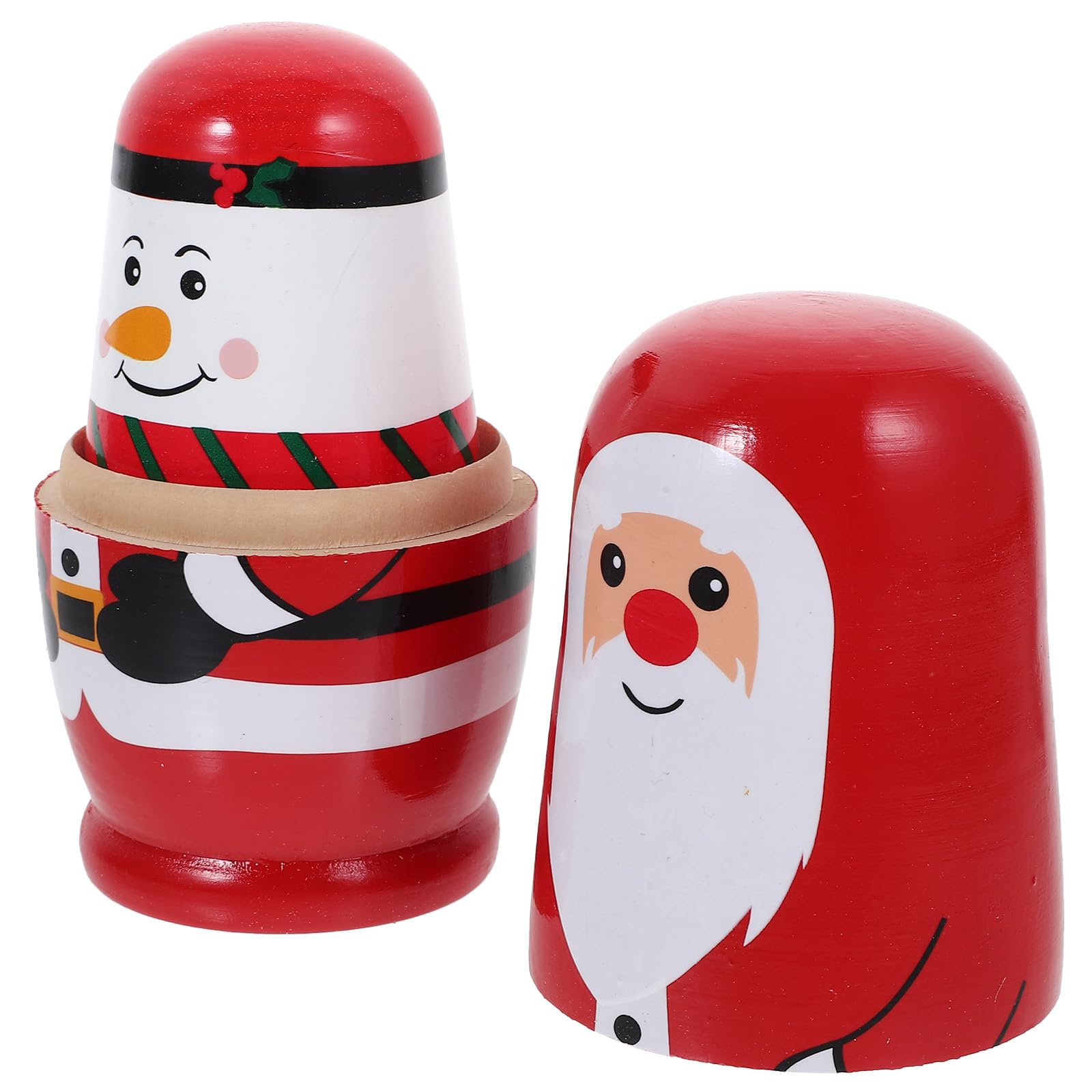 JOINPAYA 1 Set Christmas Nesting Dolls: Cute Santa Claus Snowman Wooden Russian Doll Stacking Matryoshka for Christmas Party Decor