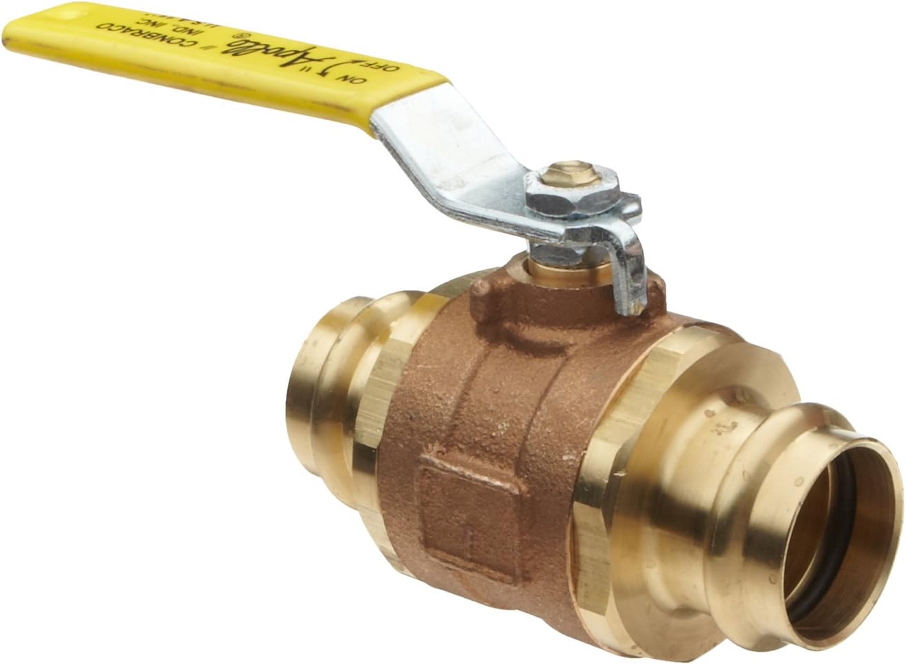 Apollo 77W Series Bronze Ball Valve, Two Piece, Inline, Lever, 2" Press