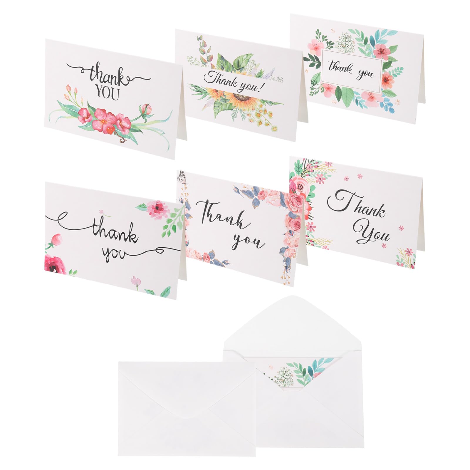 PATIKIL 36pcs Thank You Cards with Envelopes, 4x6 Thank You Cards Small Business Blank Thank You Notes Small Bulk for Wedding Graduation Bridal Shower, Flower