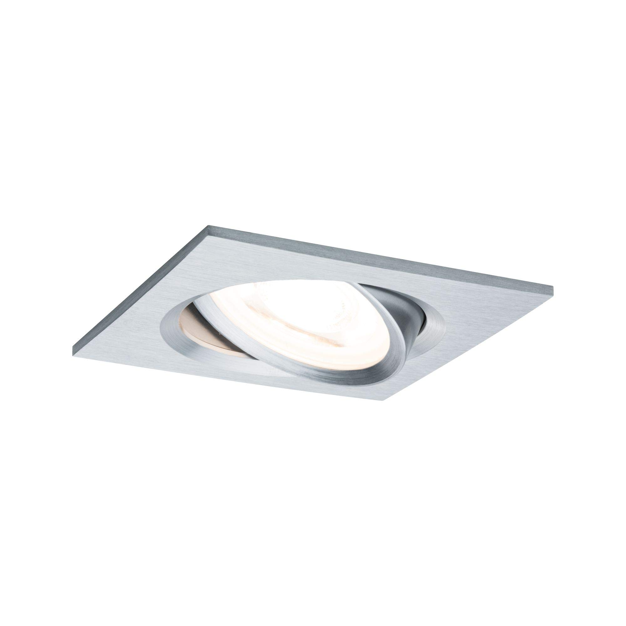 Paulmann Nova 93622 LED Recessed Ceiling Spotlight Square 3 x 7 W GU10 Aluminium dimmable Pivotable IP23 Spray Water Resistant Recessed Light Aluminium 7 W Twisted