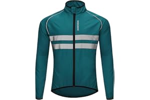 WOSAWE Men's High Visibility Cycling Wind Jacket Water Resistance Reflective Windbreaker