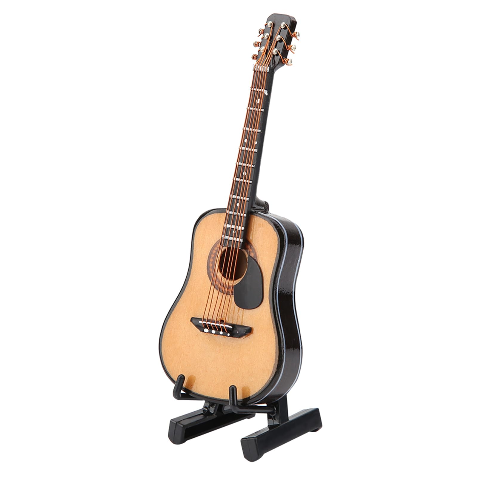 Denash Miniature Guitar Model, Mini Wooden Guitar Instrument Model with Gift Package for Desk Shelf Decoration(10cm)
