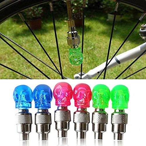 最高の Geshiintel 2 Pcsクリエイティブスカルデザインledライト自転車バイクタイヤホイールバルブキャップ警告ライト B07bxn2g5y ホワイト ホワイト 楽天 Kallik Is