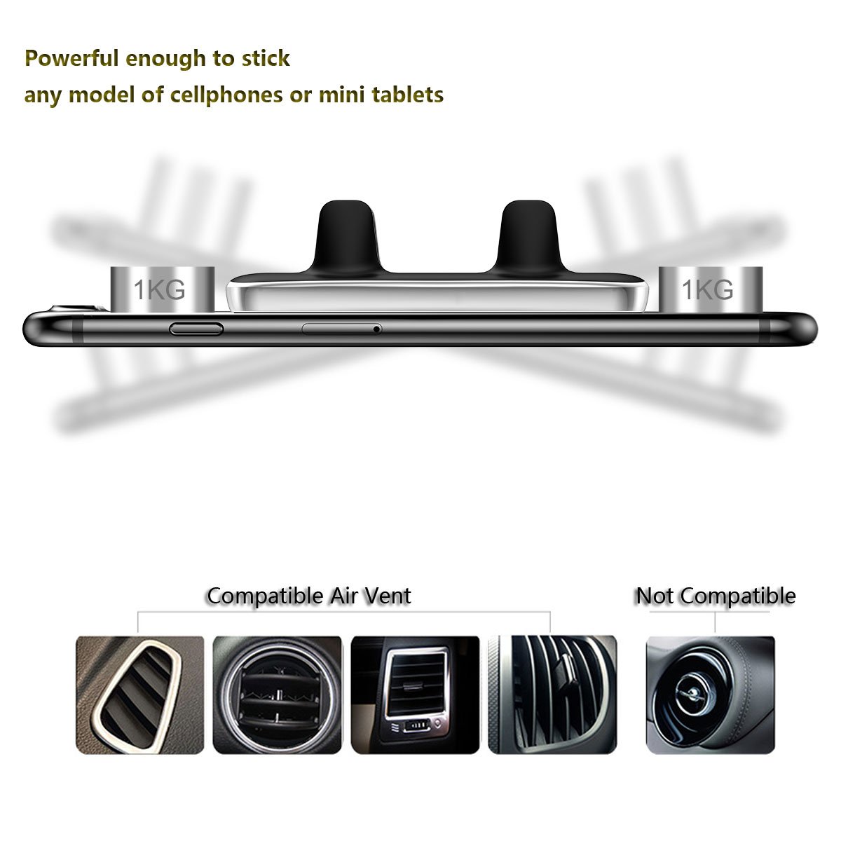 Magnetic Phone Car Air Vent Mount Holder, Drift Universal Smartphone Car Air Vent Mount Holder Cradle for iPhone X, 8/8 Plus/7/7 Plus, Samsung Galaxy S8/S9 and More Cellphones & Mini Tablets (Silver)