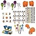 Halloween Terrific Toy Assortment Includes Paddle Balls, Eyebrows & Mustache Glasses,Pencils,Tattoos,Crayons in Halloween Box, Halloween Whistles, Pumpkin Face Coil Spring Toys,