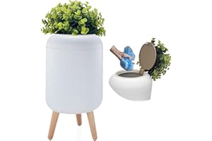 Yatmung Dog Poop Trash Can Outside - 2.5 Gal Bathroom Trash Can with Lid - Bedroom Garbage Can - Small Pet Waste Container with Lid - Outdoor, Office, Living Room - Plant Styled Dog Poop Bucket