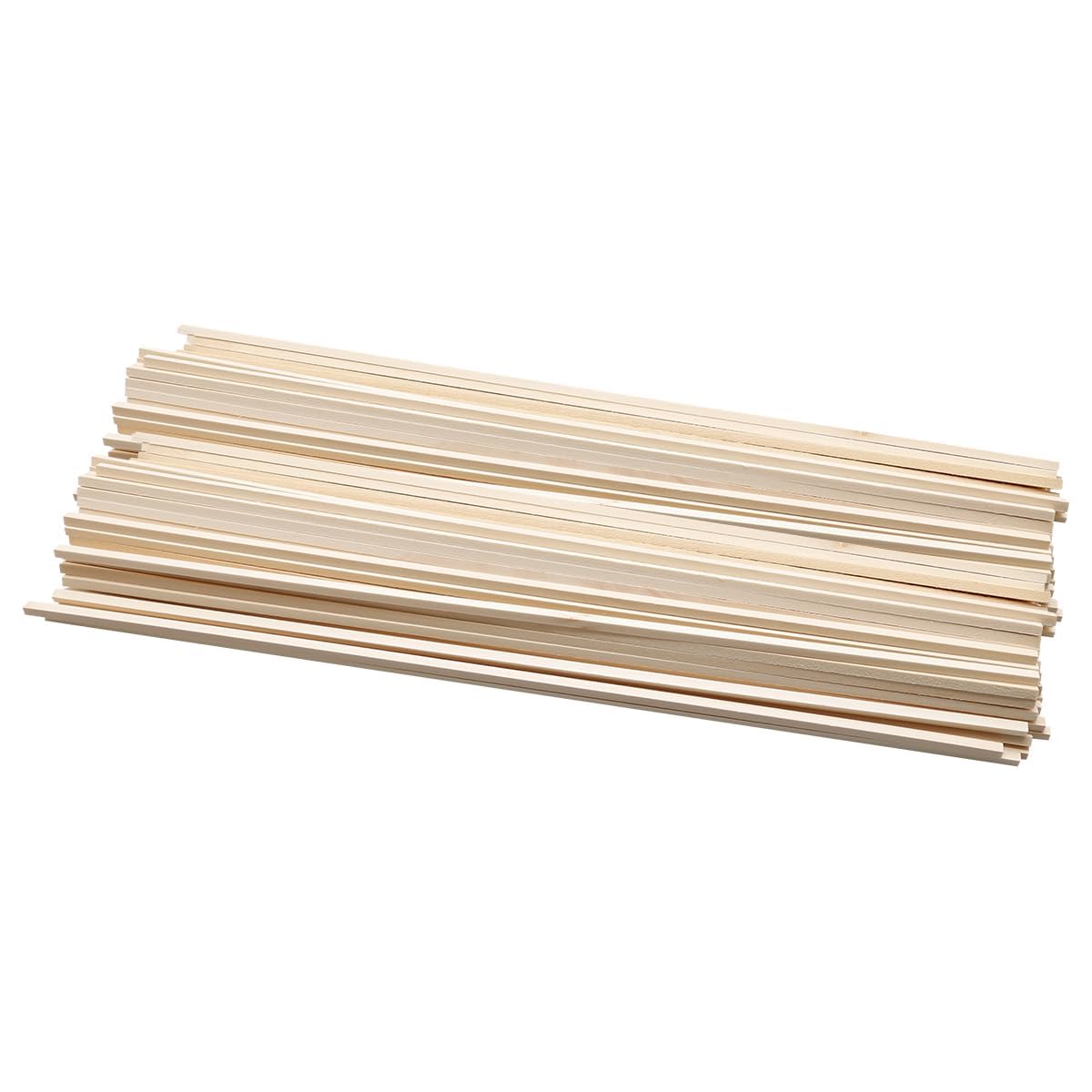 Tabanzhe 100 Pieces Wooden Sticks - Natural Long Square Balsa Wood for Craft, DIY, Woodcraft Decor and Model Making,Unfinished Wood Dowels Strips