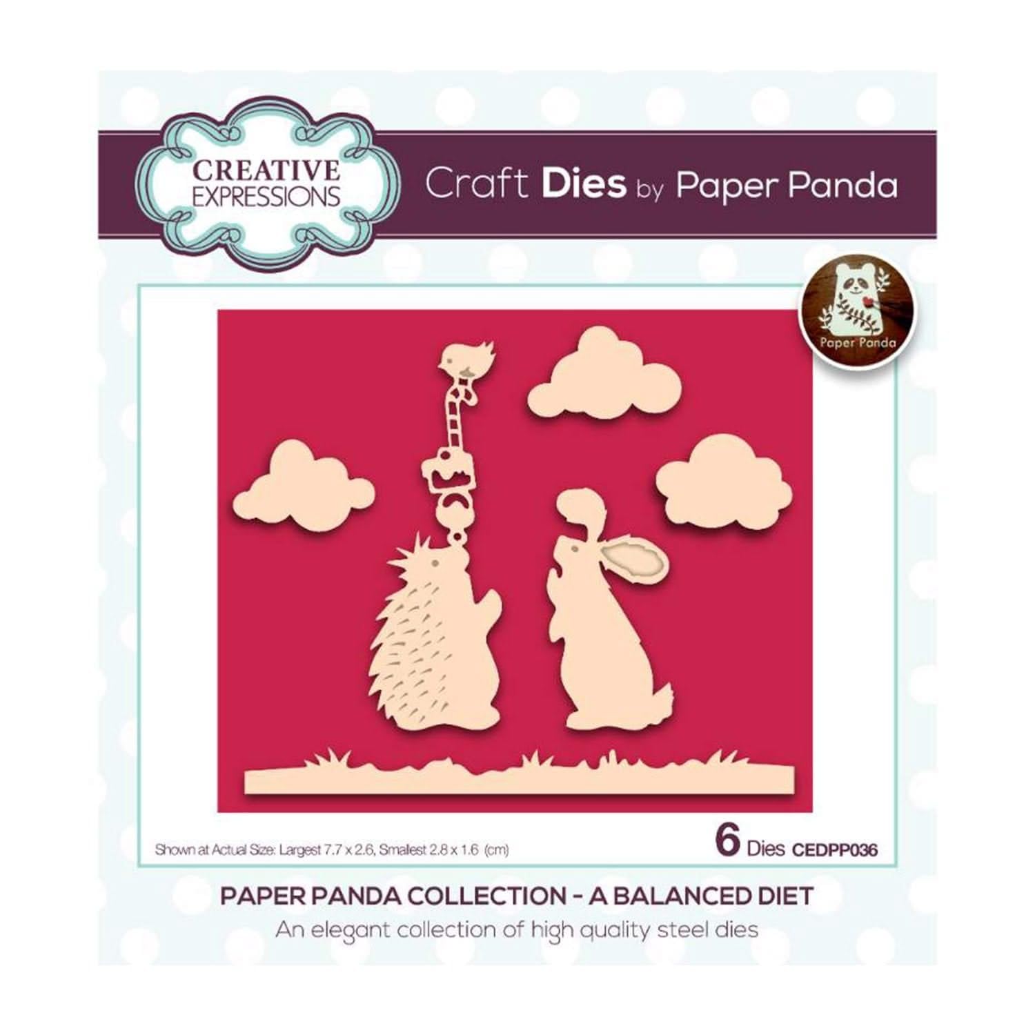 Creative Expressions Paper Panda-A Balanced Diet-Craft, Metal, Largest die size – 7.7 x 2.6 cm