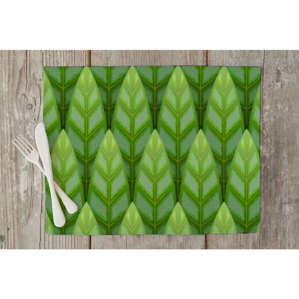 Buy ArtzFolio Green Leaf Table Mat Placemat Satin Fabric 15x10inch (38.1x25.4cms); Set of 6 PCS