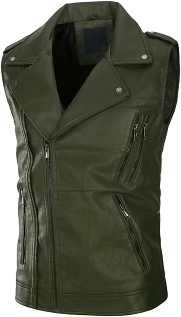 Guandoo Men's Zipper Sleeveless Biker Bomber Jacket Slim Fit Dress Vest