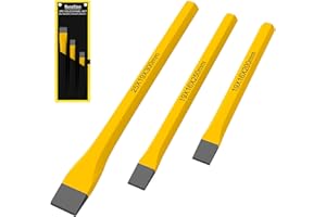 Renekton Heavy Duty Cold Chisels Set, Long 8", 10", 12", with Roll Pouch, 1 in, 3/4 in, 3/4 in, 3 Pieces