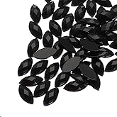MECCANIXITY 200PCS Acrylic Horse Eye Gems 4x8mm Flat Back Artificial Rhinestones for DIY Crafts Bead Wedding Party Face Painting Jewelry Making Black