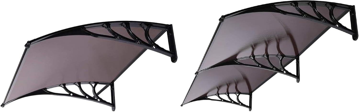 VIVOHOME Polycarbonate Window Door Awning Canopy Brown with Black Bracket 40 Inch x 40 Inch and 40 Inch x 80 Inch