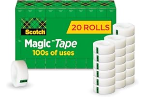 Scotch Magic Tape, Invisible, Repair Christmas Cards and Use as Holiday Gift Wrap Supplies for Christmas, 20 Tape Rolls